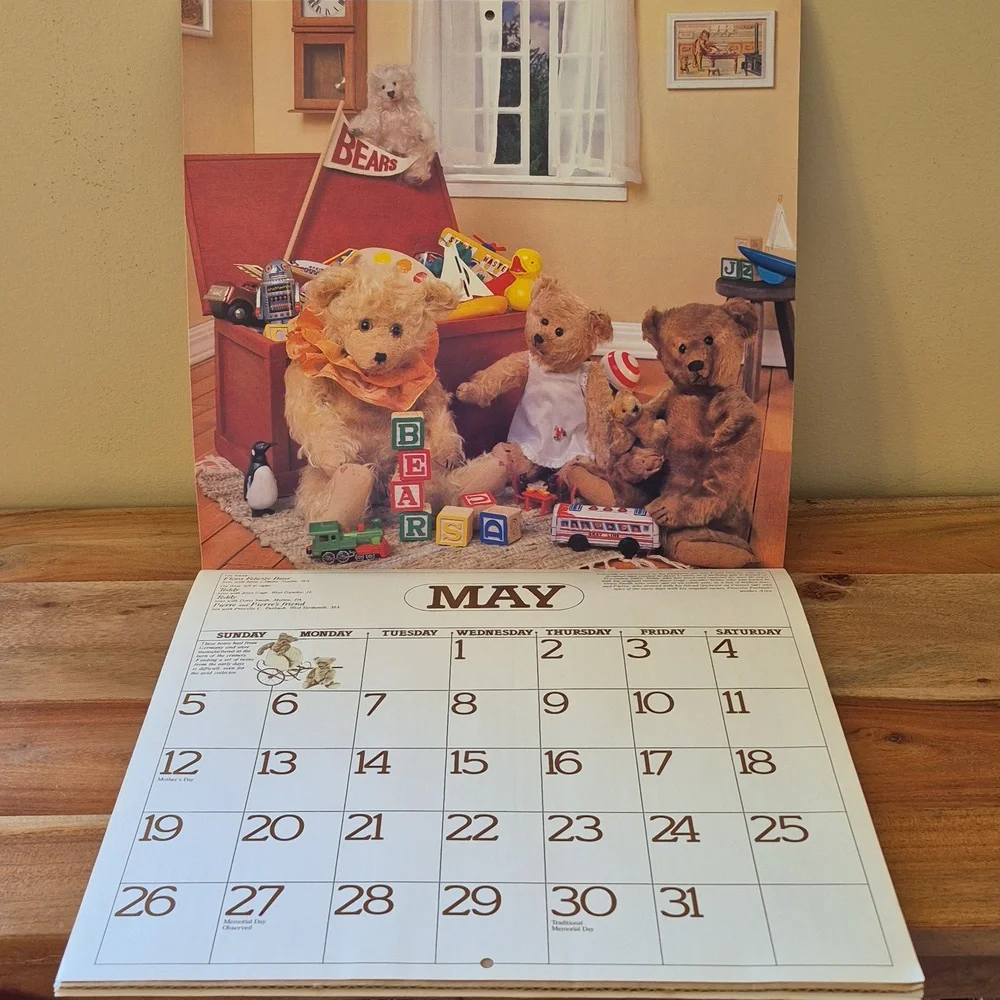 Vintage 80's Teddy Bear Calendar Set - 1 Sealed